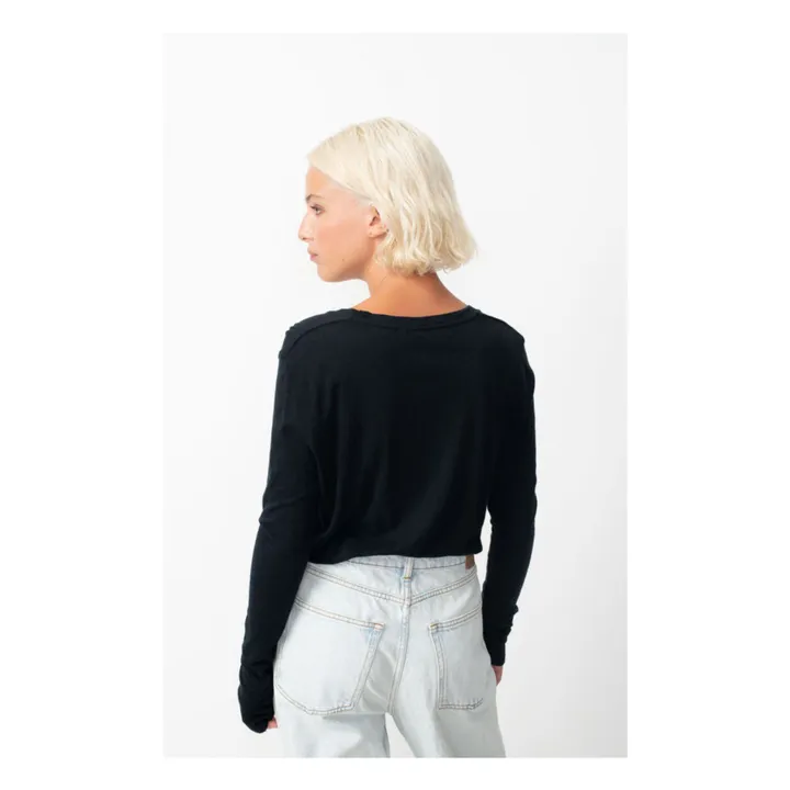 Jacksonville Langarm U-Ausschnitt T-Shirt | Schwarz- Produktbild Nr. 5