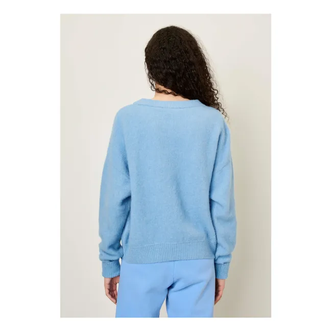 Pullover Bateau-Kragen Vitow Alpaka und Wolle | Blau