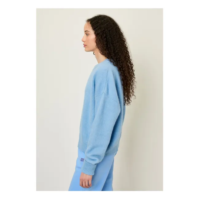 Pullover Bateau-Kragen Vitow Alpaka und Wolle | Blau