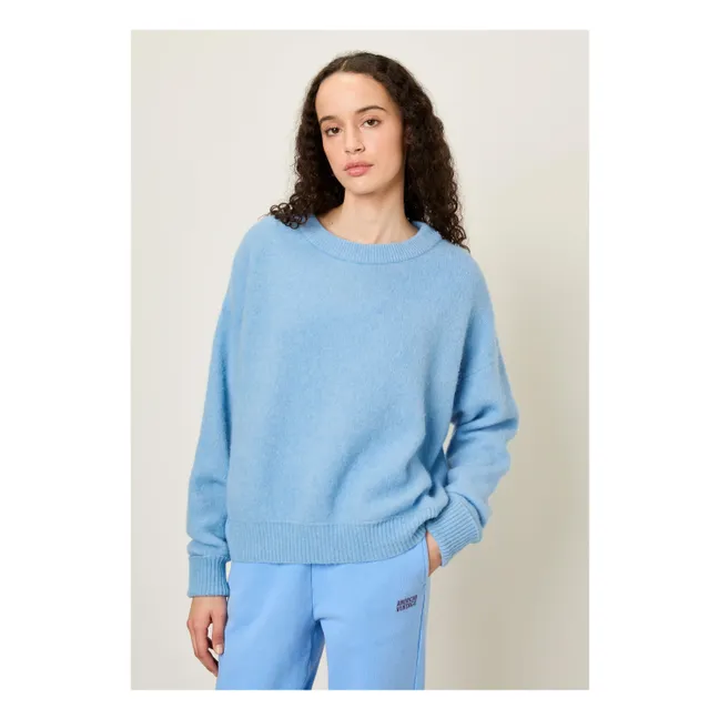 Pullover Bateau-Kragen Vitow Alpaka und Wolle | Blau