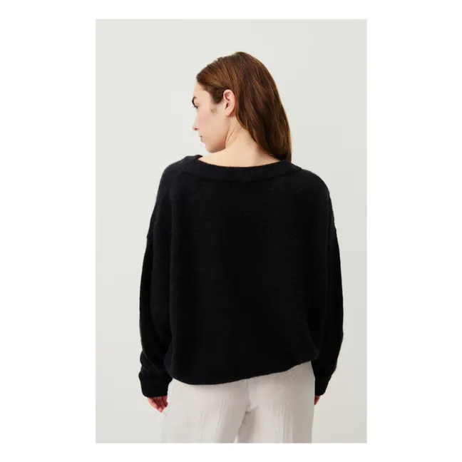 Pull Col Bateau Vitow Alpaga et Laine | Noir