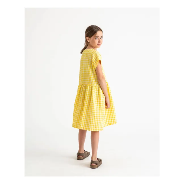 Vichy-Kleid Leinen | Gelb
