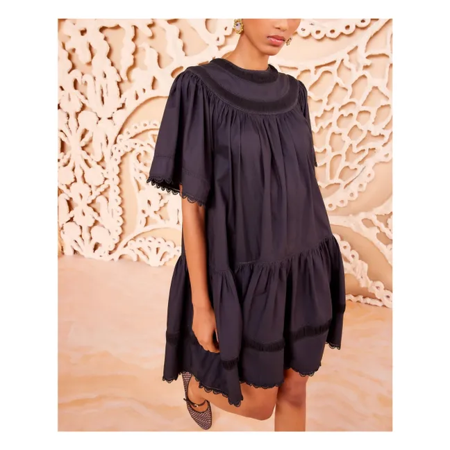 Vestido de popelina de algodón Oumi | Negro