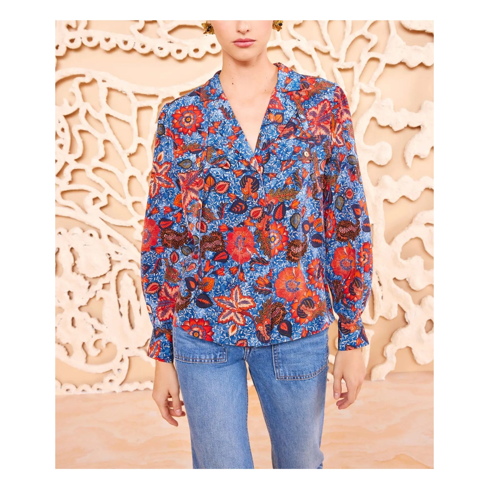Ulla Johnson Blue Florian Silk Blouse