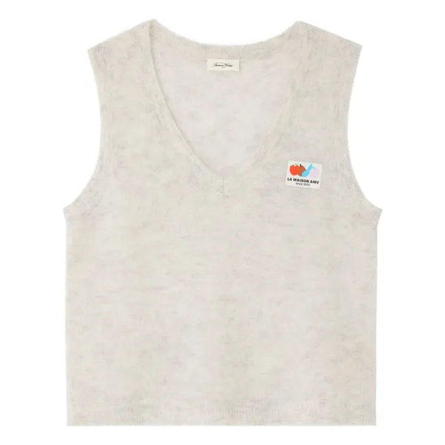 Nenybay Alpaca V-neck Sleeveless Sweater | Light eather grey