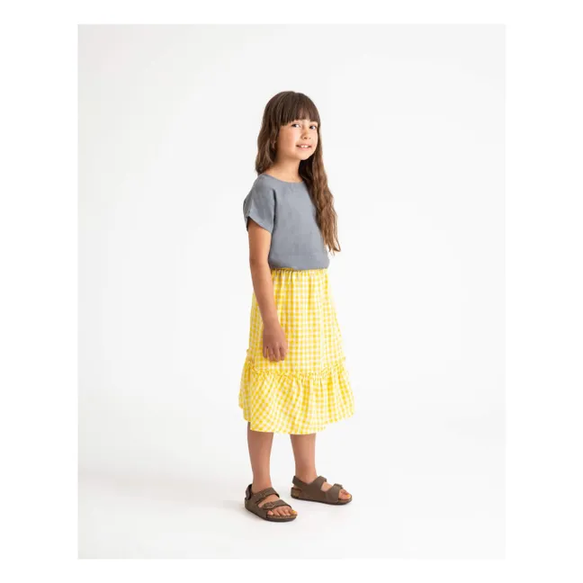 Gingham Linen Skirt | Yellow