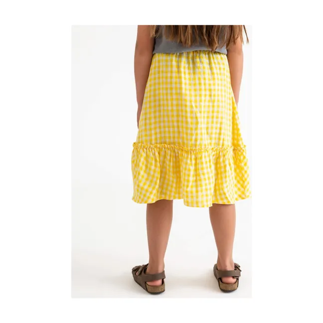 Falda de lino Vichy | Amarillo