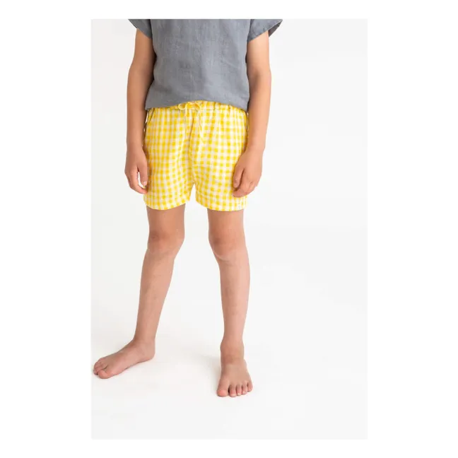 Vichy Shorts Leinen | Gelb