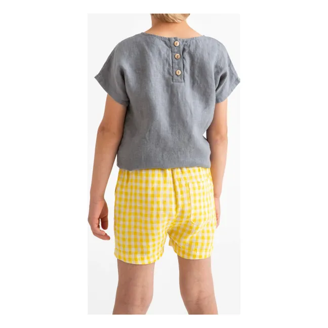 Gingham Linen Shorts | Yellow