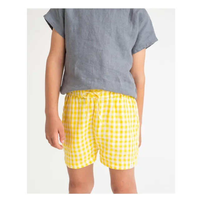 Pantalones cortos de lino Vichy | Amarillo