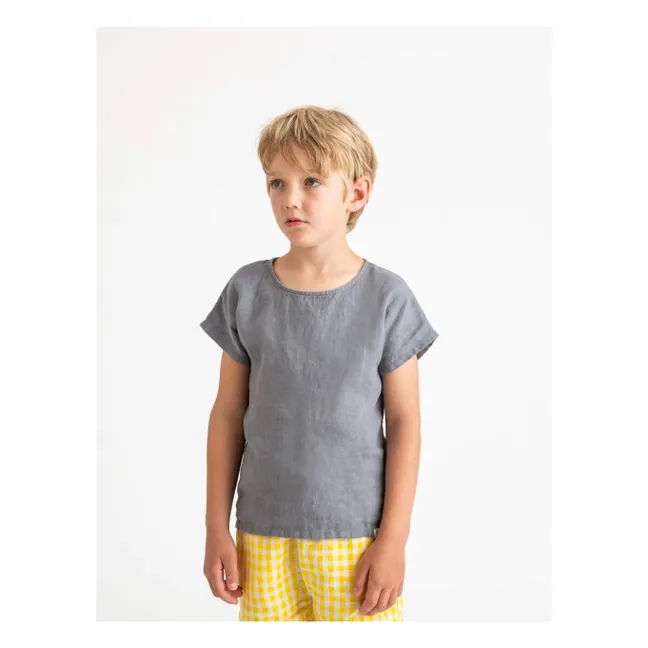 Linen T-Shirt | Grey blue