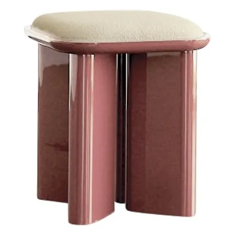 Gabrielle Paris Cranberry Lazarus Pouffe In Lacquered Wood