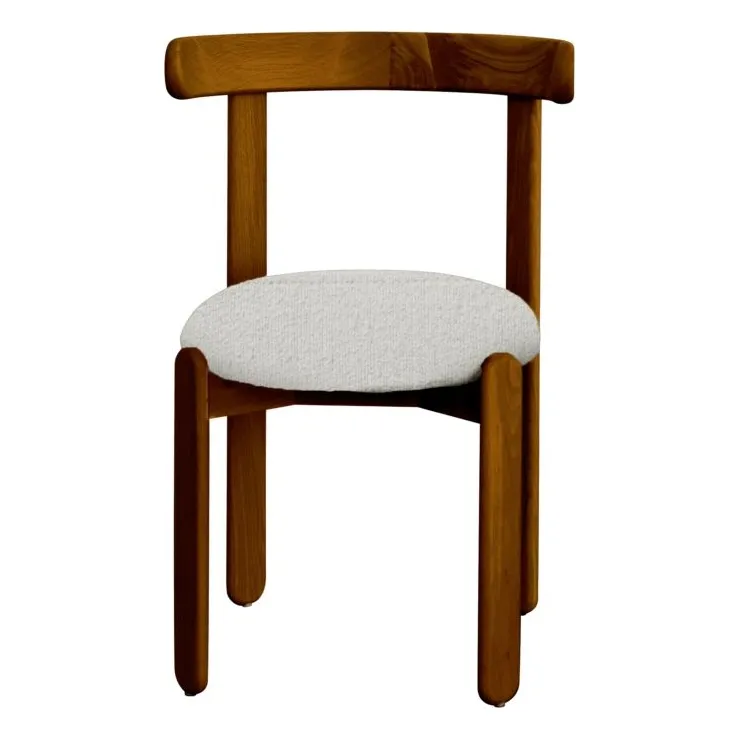 Gabrielle Paris Cream Lilac Chair In Teak-Finish Wood, Curly Seat