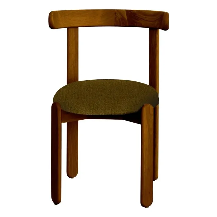 Gabrielle Paris Amber Lilac Chair In Teak-Finish Wood, Curly Seat