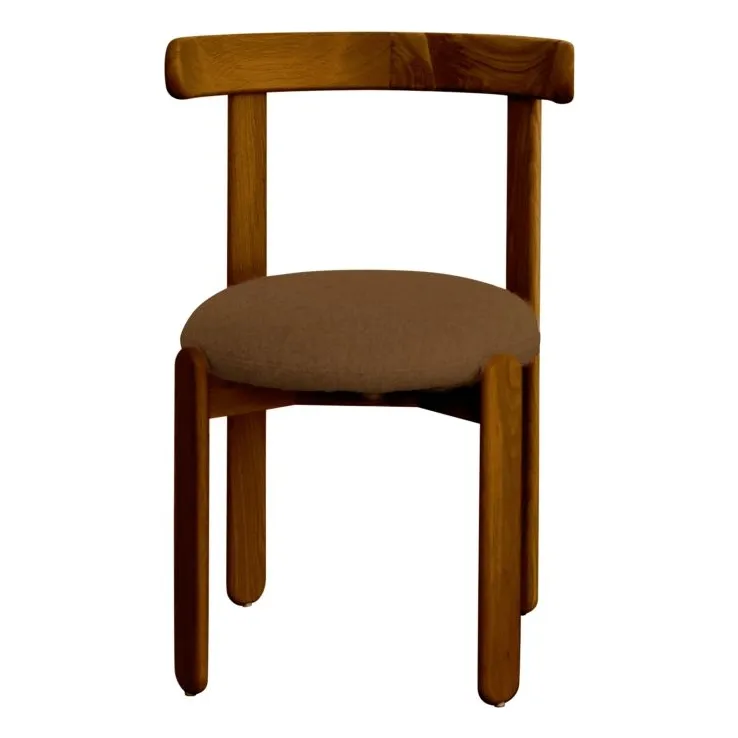 Gabrielle Paris Mocha Lilac Chair In Teak-Finish Wood, Linen Seat