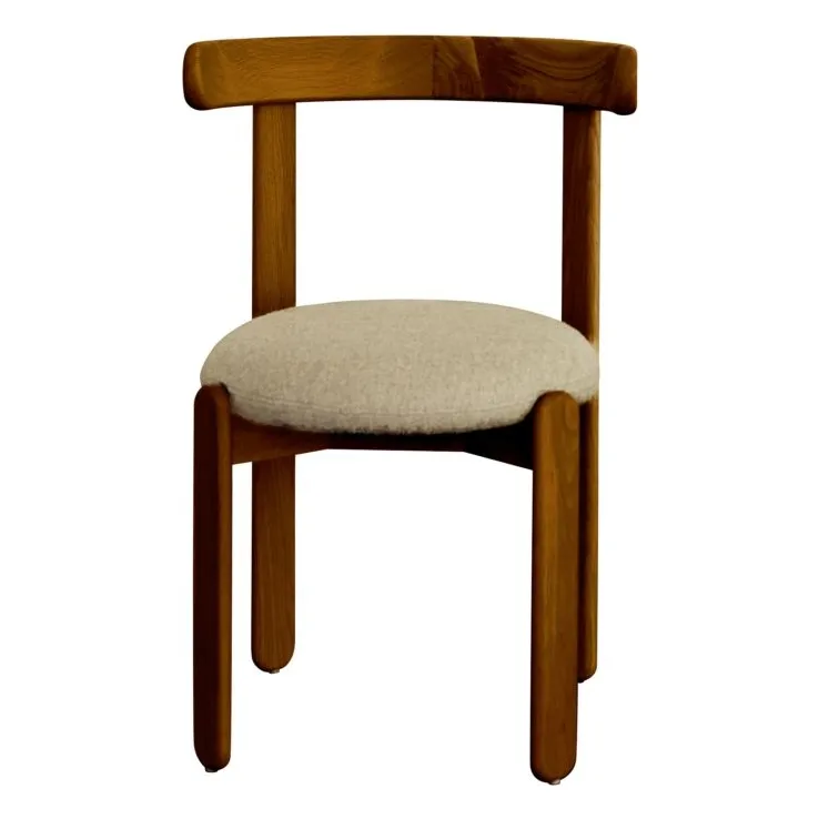 Gabrielle Paris Natural Lilac Chair In Teak-Finish Wood, Linen Seat