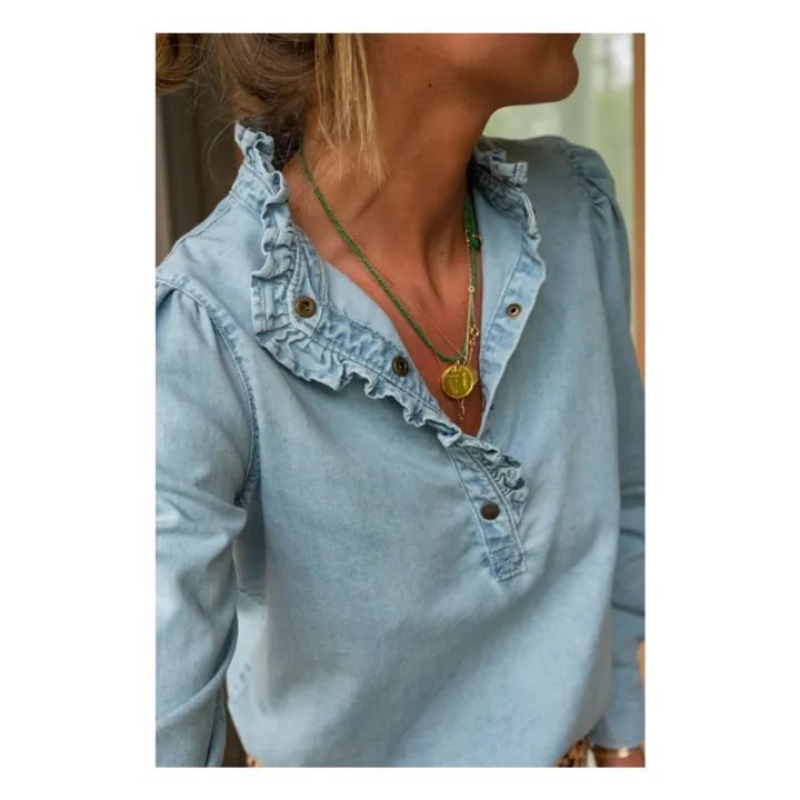 Blouse Coton Ines - Collection Femme | Bleu jean- Image produit n°1