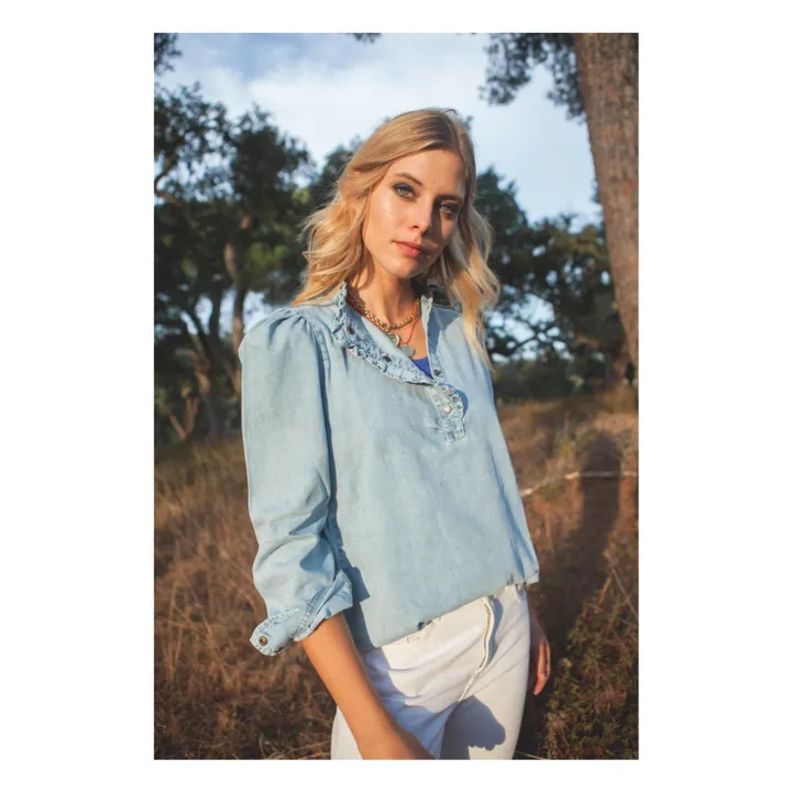 Blouse Coton Ines - Collection Femme | Bleu jean- Image produit n°0