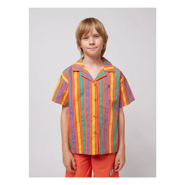 Camicia in cotone biologico a righe | Rosso