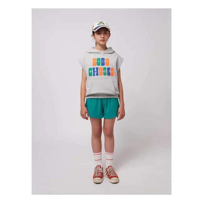 Hoodie Sans Manches Coton Bio | Gris chiné