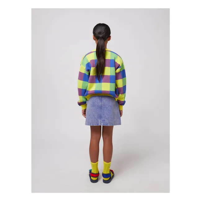 Cardigan a quadri in cotone biologico | Giallo
