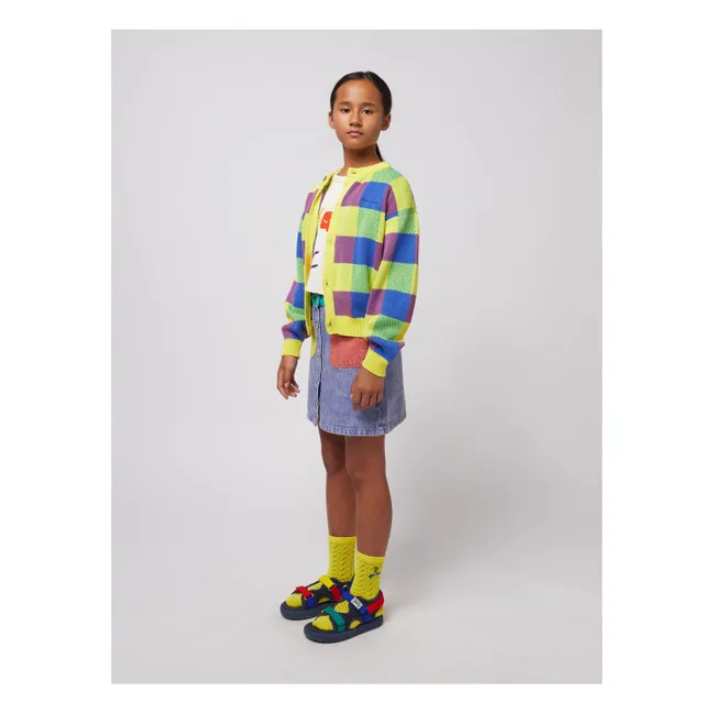 Cardigan a quadri in cotone biologico | Giallo