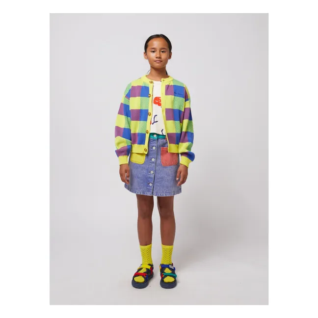 Cardigan a quadri in cotone biologico | Giallo