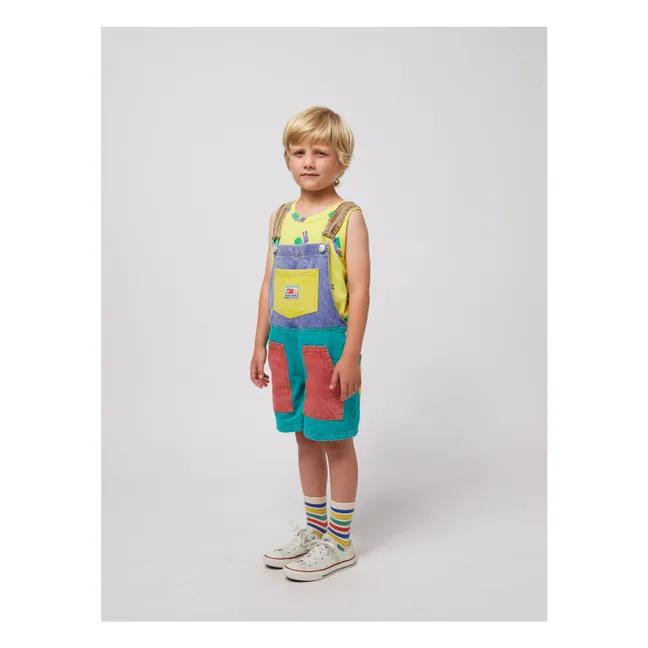 Salopette Colorblock Coton Bio | Turquoise