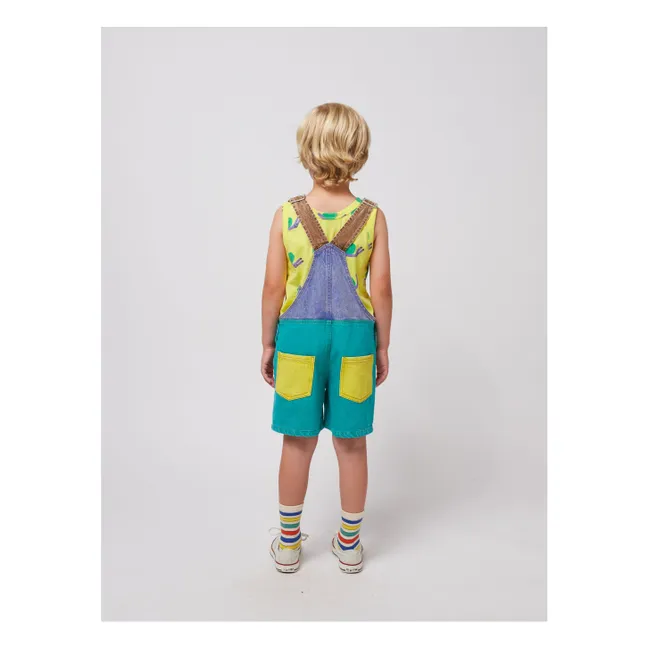 Salopette Colorblock Coton Bio | Turquoise