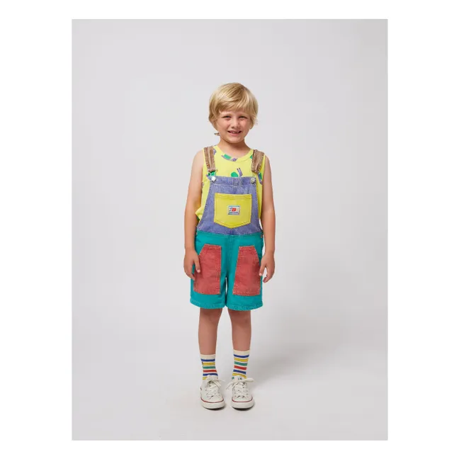 Salopette Colorblock Coton Bio | Turquoise