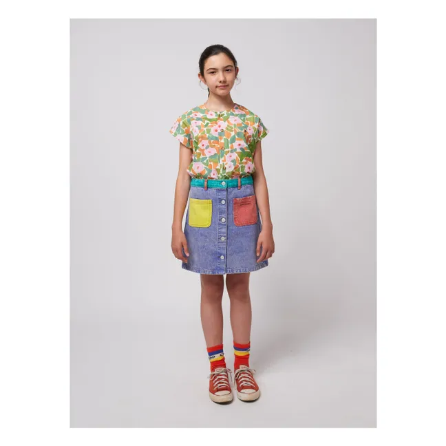 Jupe Colorblock Coton Bio | Bleu
