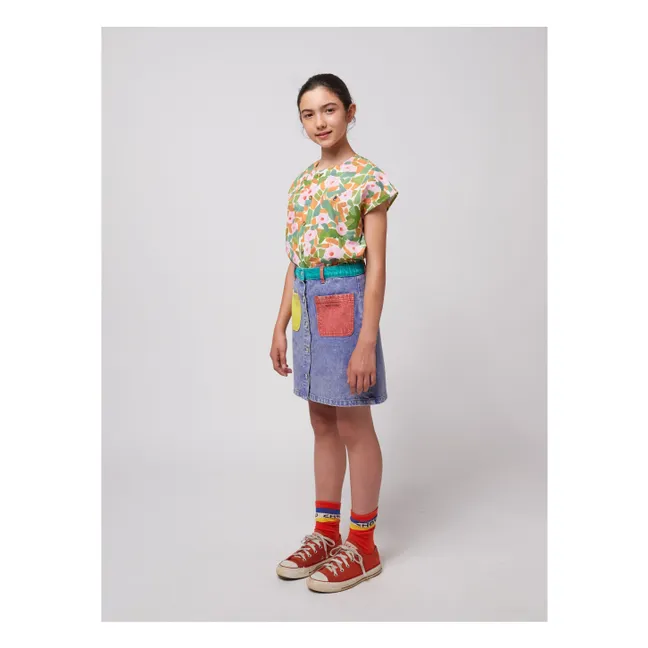 Jupe Colorblock Coton Bio | Bleu