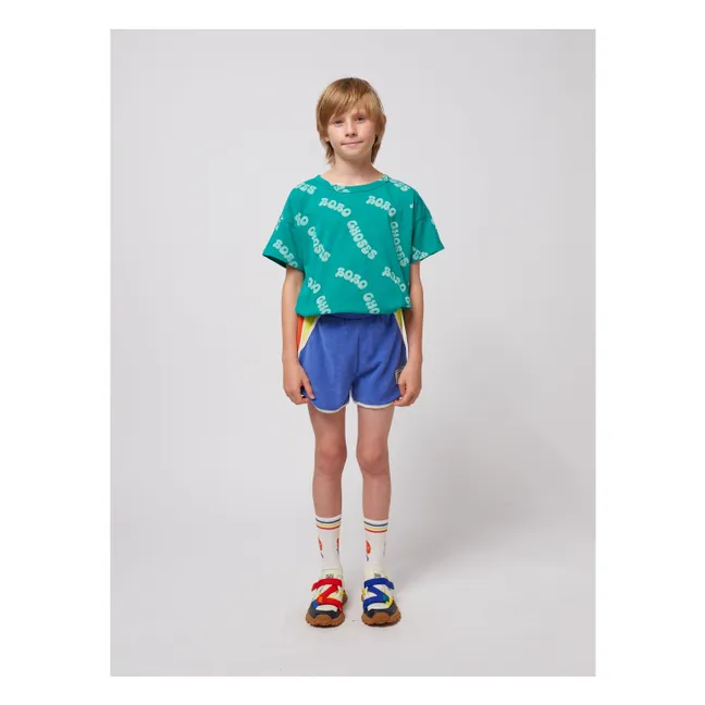 Pantaloncini in cotone organico colorblock | Blu