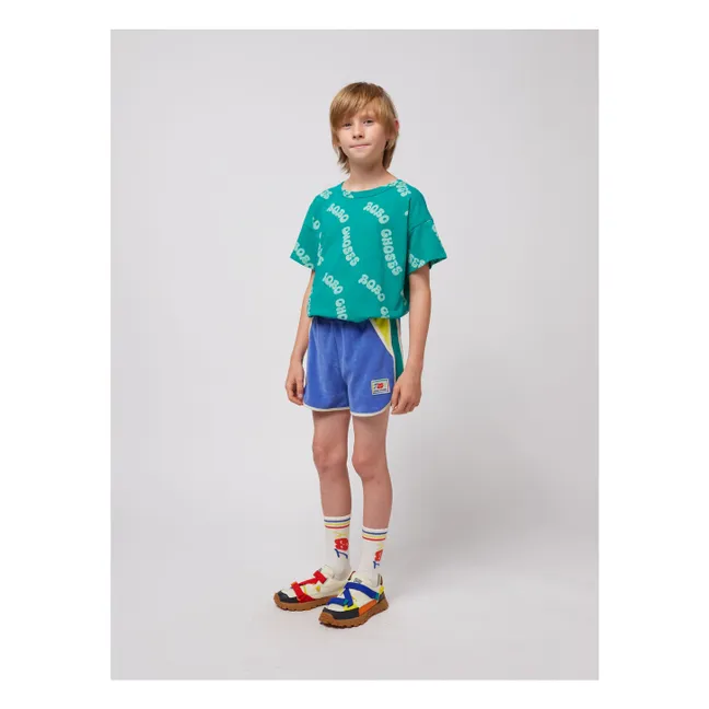 Pantaloncini in cotone organico colorblock | Blu