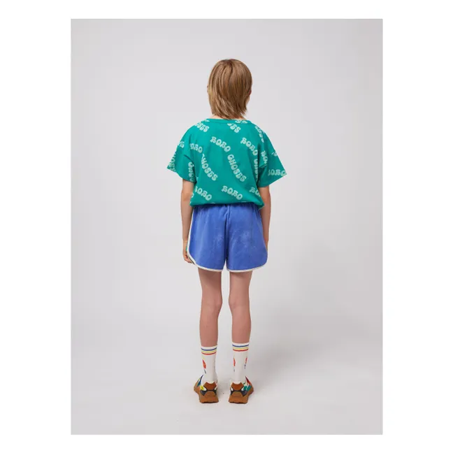 Pantaloncini in cotone organico colorblock | Blu