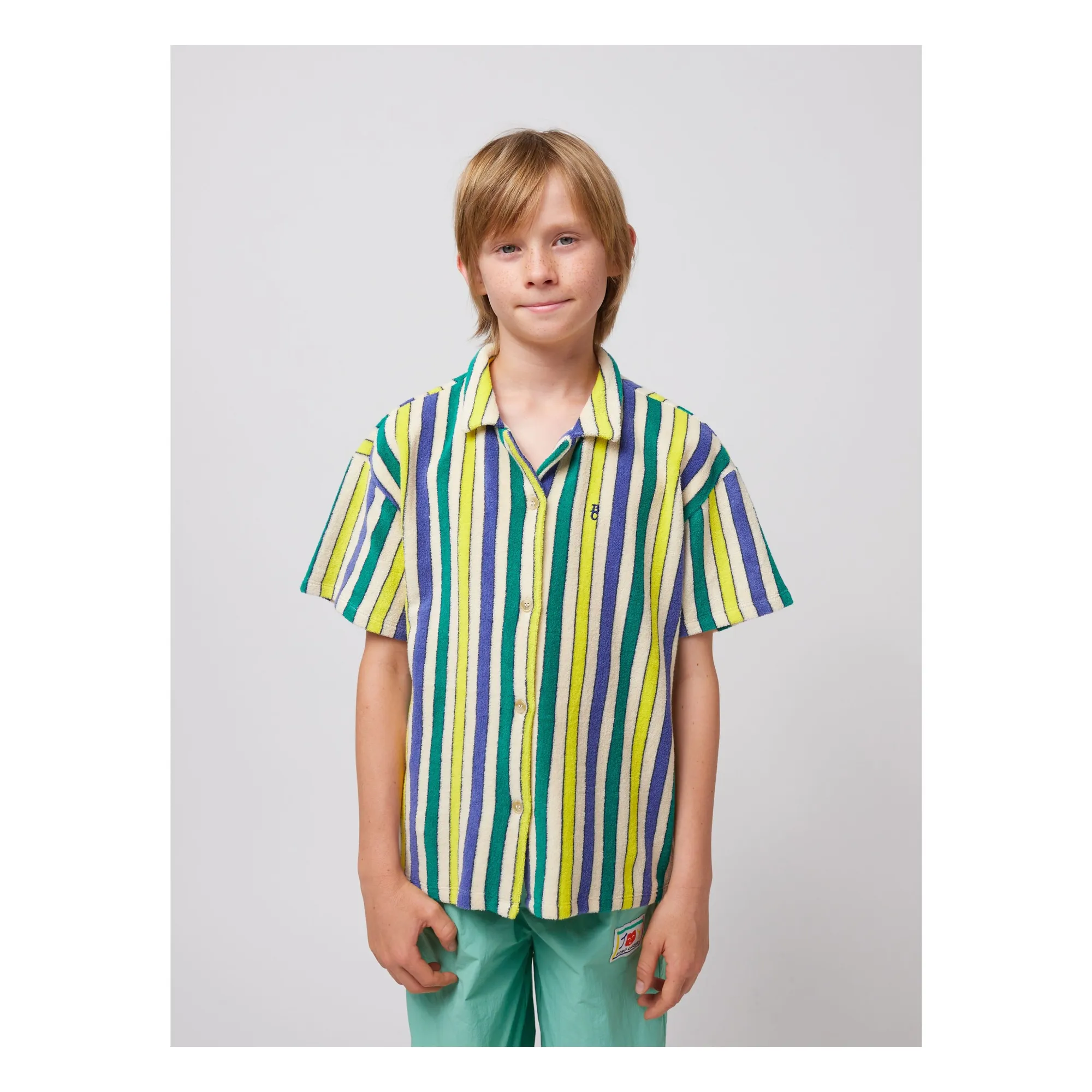 Bobo Choses Yellow Striped Organic Terry Shirt