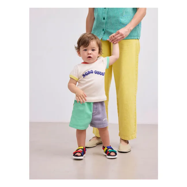 Pantalones cortos de fibra reciclada Colorblock | Verde Almendra