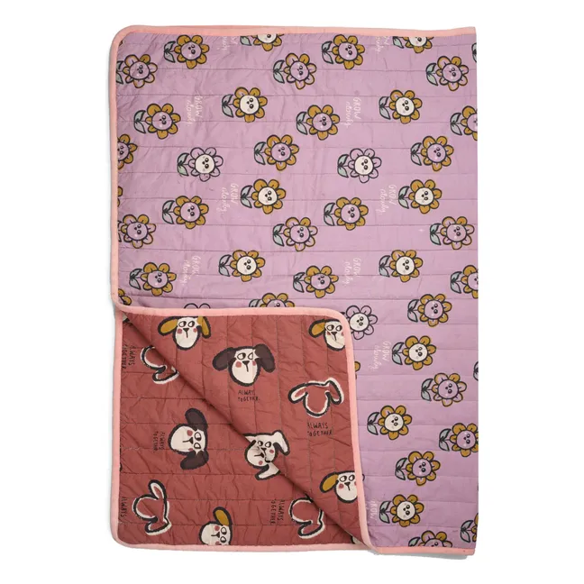 Coperta trapuntata cane/fiori
