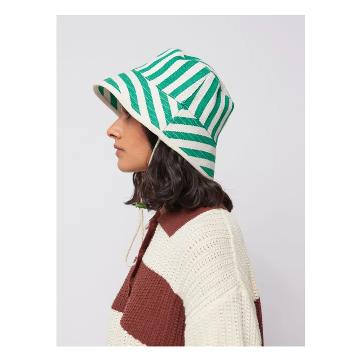 Bob Rayures Coton Recyclé - Collection Femme | Vert- Image produit n°2