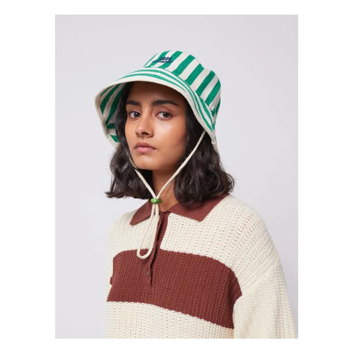 Bob Rayures Coton Recyclé - Collection Femme | Vert- Image produit n°1