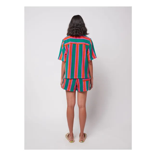 Short Rayures Eponge Coton Bio - Collection Femme | Vert