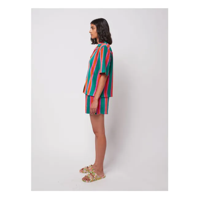 Short Rayures Eponge Coton Bio - Collection Femme | Vert