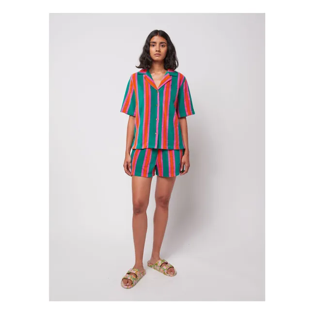 Short Rayures Eponge Coton Bio - Collection Femme | Vert
