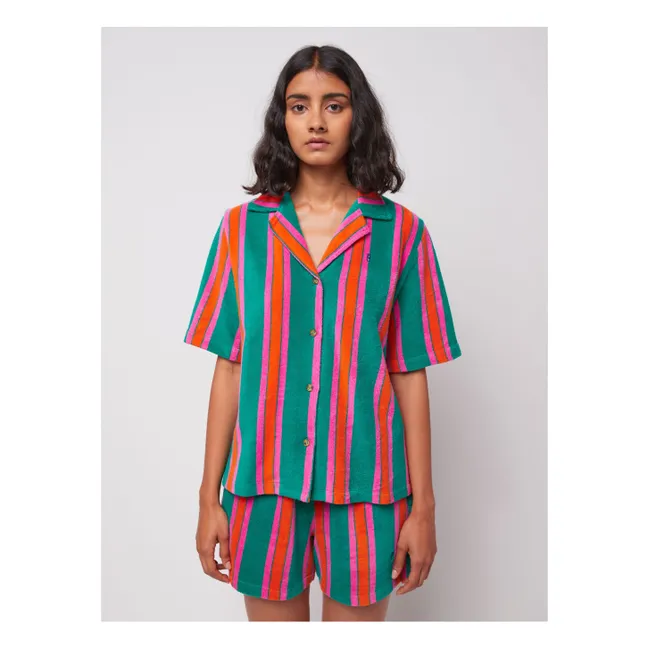 Short Rayures Eponge Coton Bio - Collection Femme | Vert
