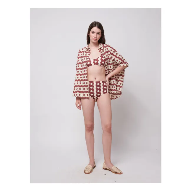 Haut de Maillot Géométrique Fibres Recyclées - Collection Femme | Marron