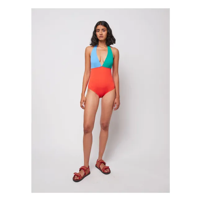 Color Block V-Neck 1-Piece Swimsuit - Women's Collection | Orange