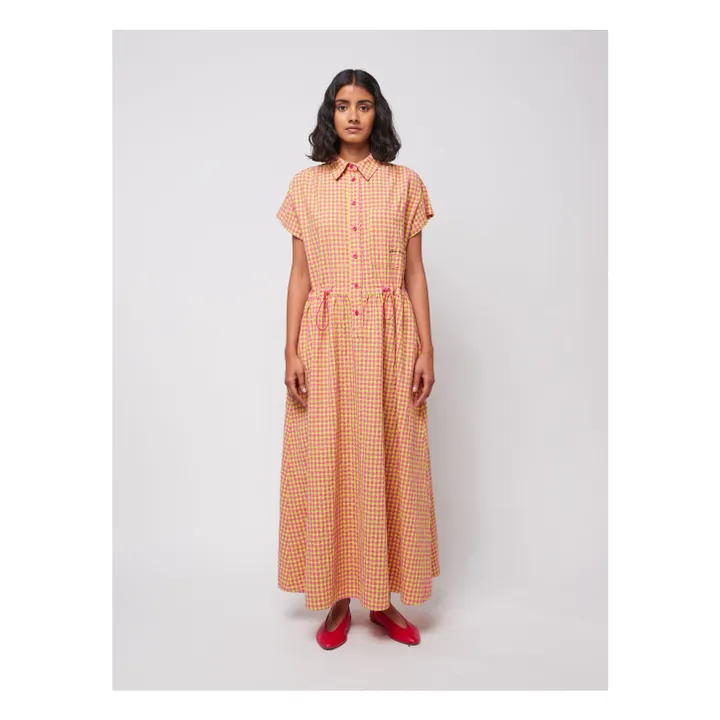 Robe Vichy Fibres Recyclées - Collection Femme | Rose- Image produit n°1