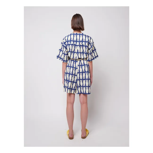 Combishort Lucky Fish Lin et Coton - Collection Femme | Bleu marine