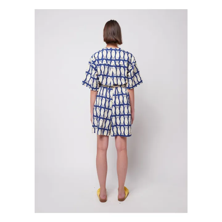 Combishort Lucky Fish Lin et Coton - Collection Femme | Bleu marine- Image produit n°5