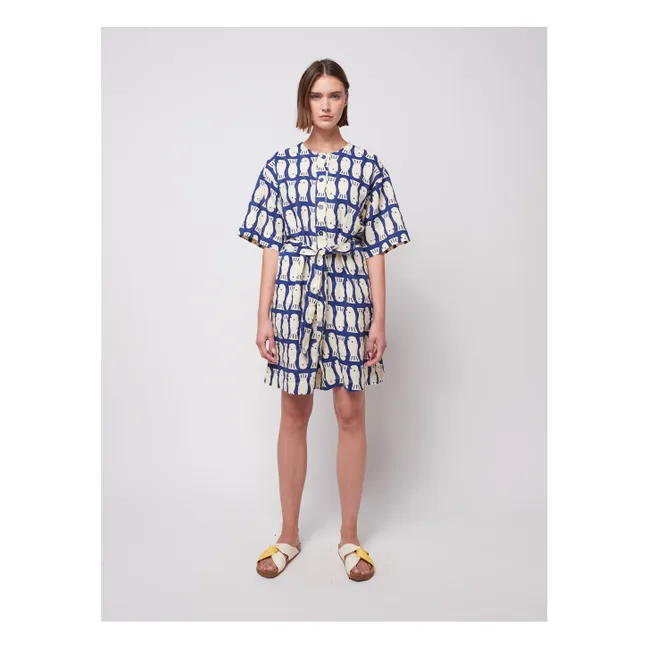 Playsuit Lucky Fish de lino y algodón - Colección Mujer | Azul Marino